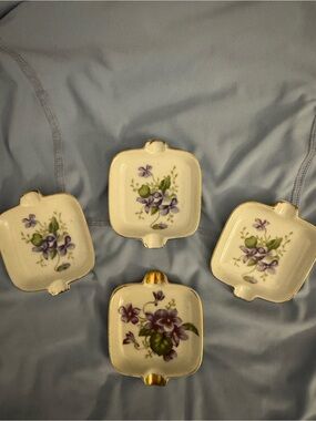 Vintage White Porcelain Dishes with Red Japan Mark